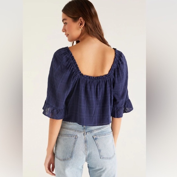 Z Supply Gabriella Top Navy - Picture 2 of 7